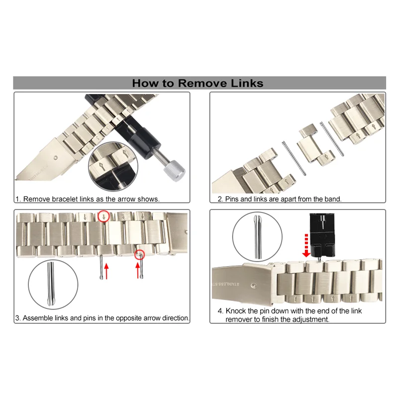 Stainless Steel Watchband Bracelet - 20mm/22mm Strap