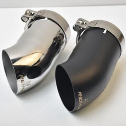 1 Piece Car Matt Black Exhaust  3 Inch  Muffler Tip Silver 45 Degree Bending 76MM End Pipe With Remus logo
