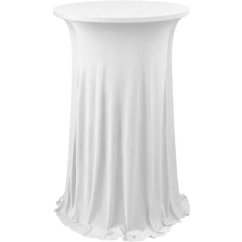 

Round Cocktail Table Covers with Ruffle Skirt Removable Spandex Stretchy Decorative Fitted Tablecloth Wedding Party Birthday