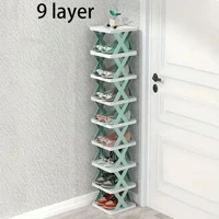 9-Layer Stackable Shoe Cabinet, Green Ultra-Thin Shoe Rack, Suitable for Small Spaces 1