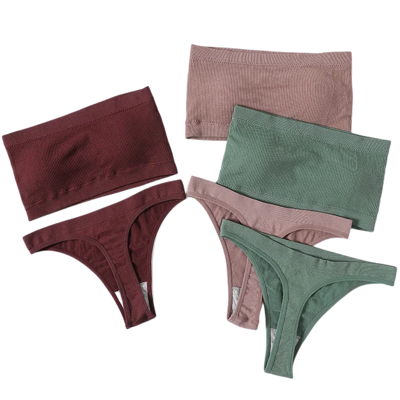 Women Lingerie Set Seamless Bras Bikini Panties Non-Wire Strapless Tops