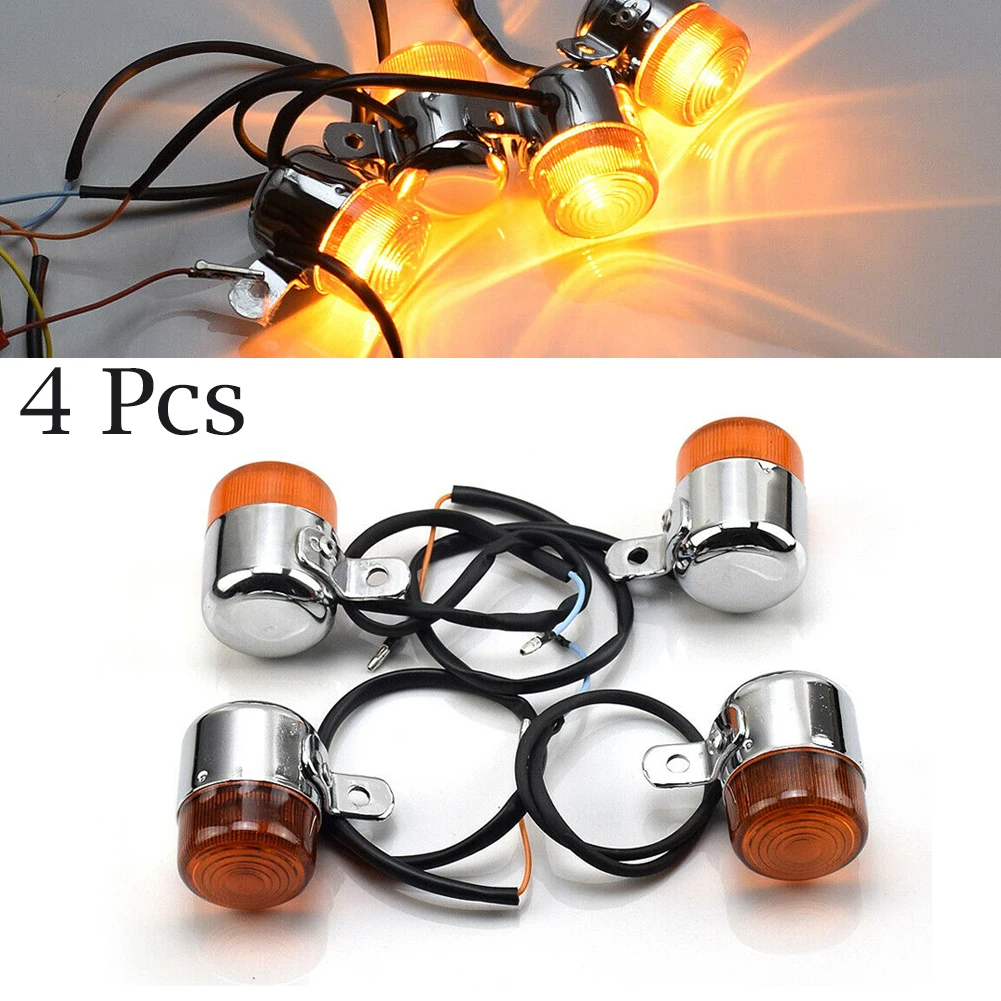 

4Pcs Motorcycle Turn Signal Light 6V Amber Flasher Indicator Motorbike Accessories For HONDA Z50 MONKEY CHALY DAX CF50 CT70 ST50