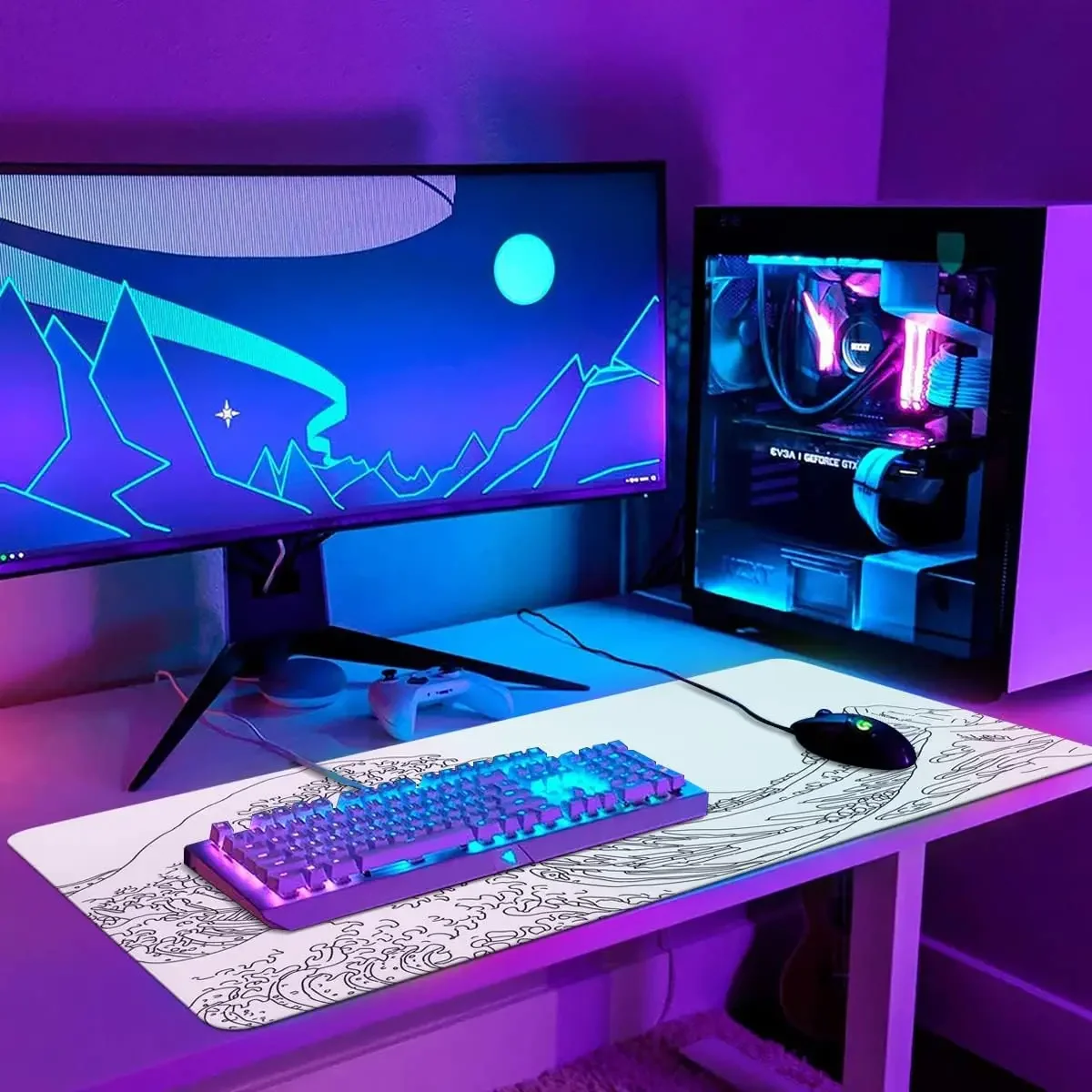 New Japan-Style Tiger Large Mouse Pad For Gamers: Non-Slip Gaming Desk Mat For PC, Keyboard, And Mouse - XXL Extended Protector For Gaming Setup From Mouse Pads & Wrist Rests