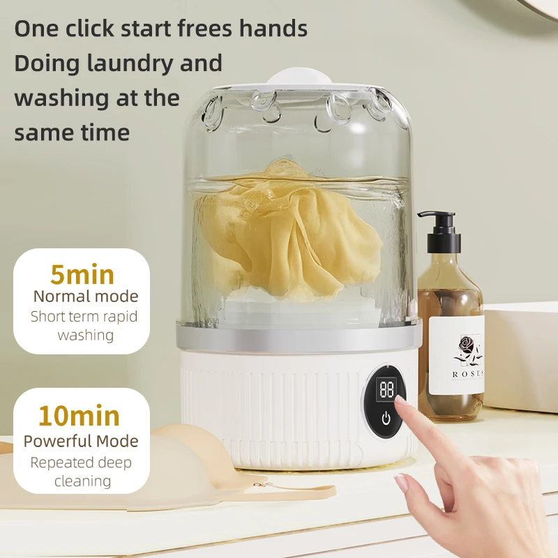 Mini Electric Underwear Washer Rechargeable Portable Socks Cleaning Machine Household Small Laundry Cleaner for Socks Underwear