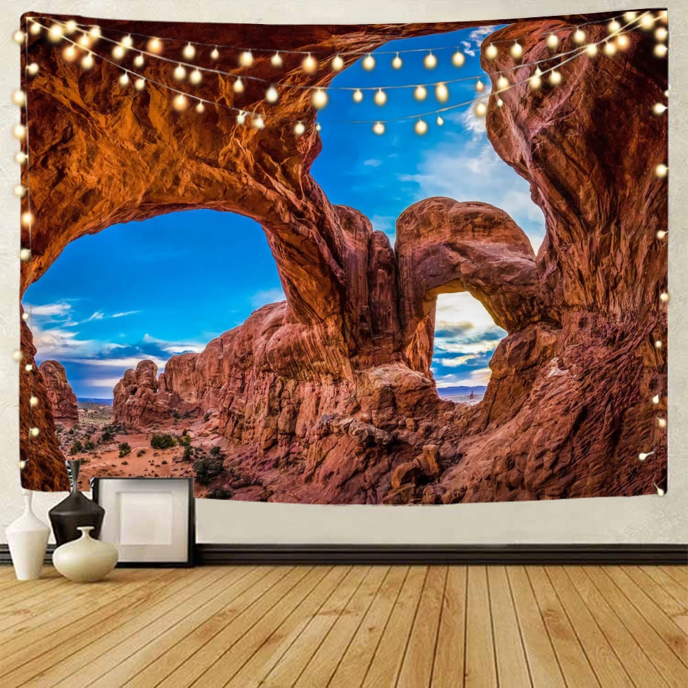 

3D Nature Cave Landscape Decoration Tapestry Datura Bohemian Hippie Wall Decoration Tapestry Home Decoration Tapestry
