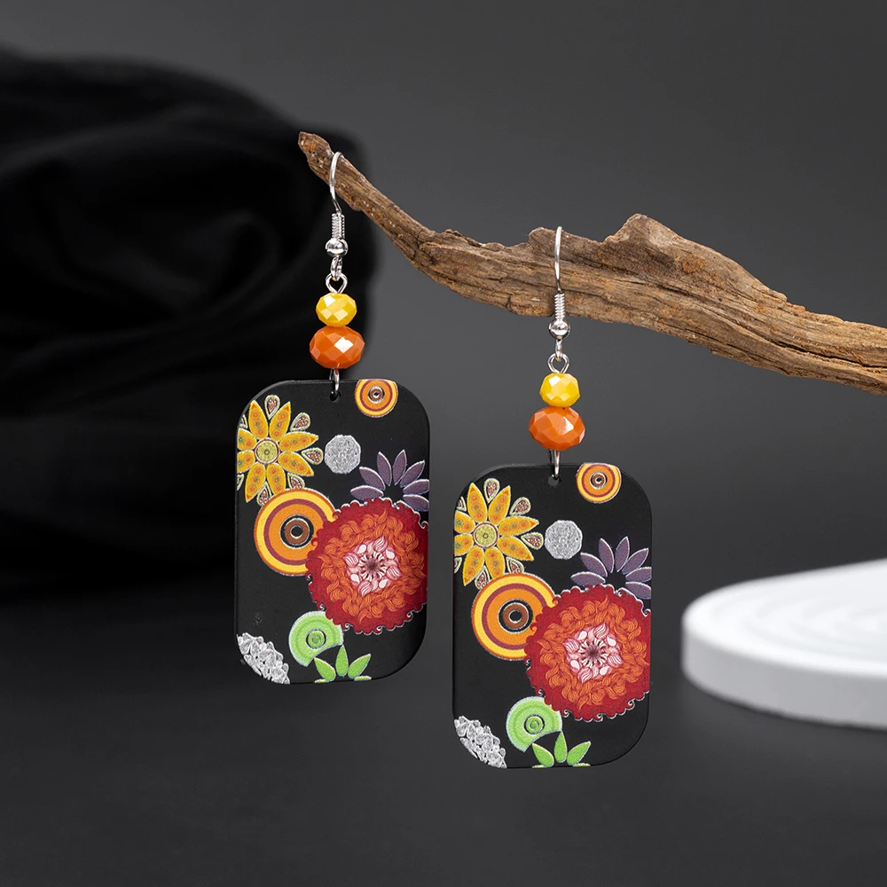 Orecchini A Perno Fiore Vintage In Acrilico - Rosa Opaco Per Donne E Ragazze - Accessorio Boho - 2