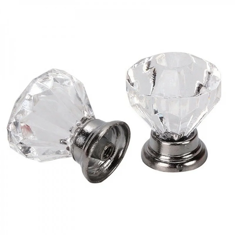 30mm Clear Crystal Cabinet Handle Drawer Bedside Table Cabinet Furniture Handle Pull Knobs Kits Door Knobs 10PCS furniture knobs