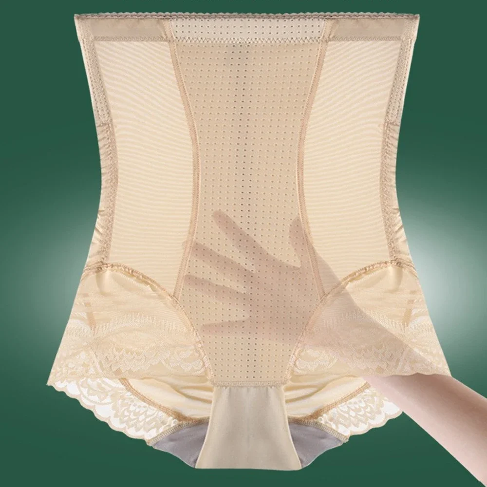 High Waist Tummy Control Shapewear Shorts with Lace Seamless Compression Shaping Underwear Women