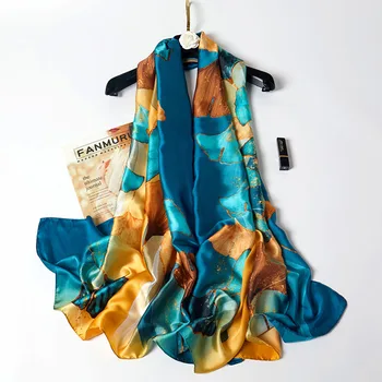 Sciarpa primaverile da donna, design di lusso, materiale in poliestere, sciarpa liscia, morbido scialle da spiaggia 1