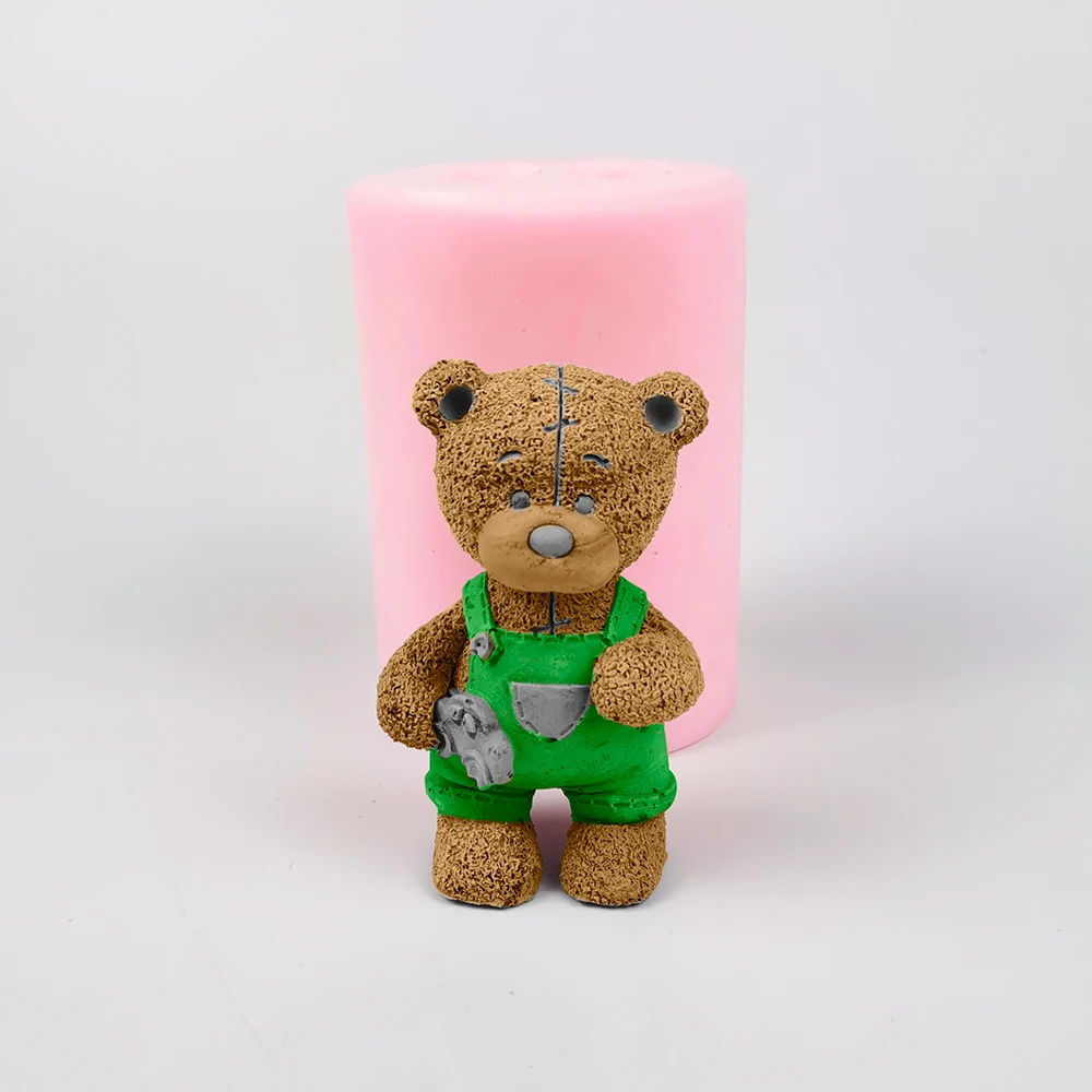 PRZY قالب سيليكون 3D لدب تيدي مع قبعة، قالب فوندان...