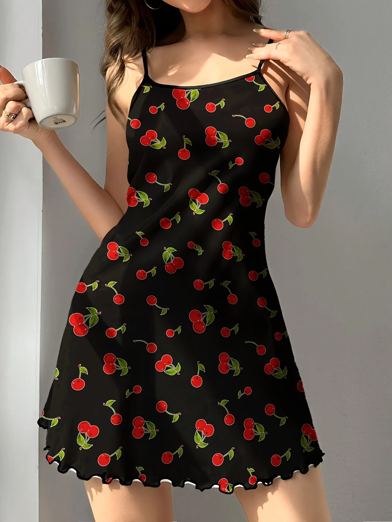 Summer Sleepwear Women' Green Floral Print Nightdress Vintage Sleeveless Slip Sleep Dress Breathable Nightgown Fashion Home Wear - 4
