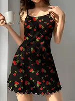 Vêtements de nuit d'été pour femmes, robe de nuit à imprimé floral vert, robe de nuit vintage sans manches, robe de nuit respirante, vêtements de maison tendance 4