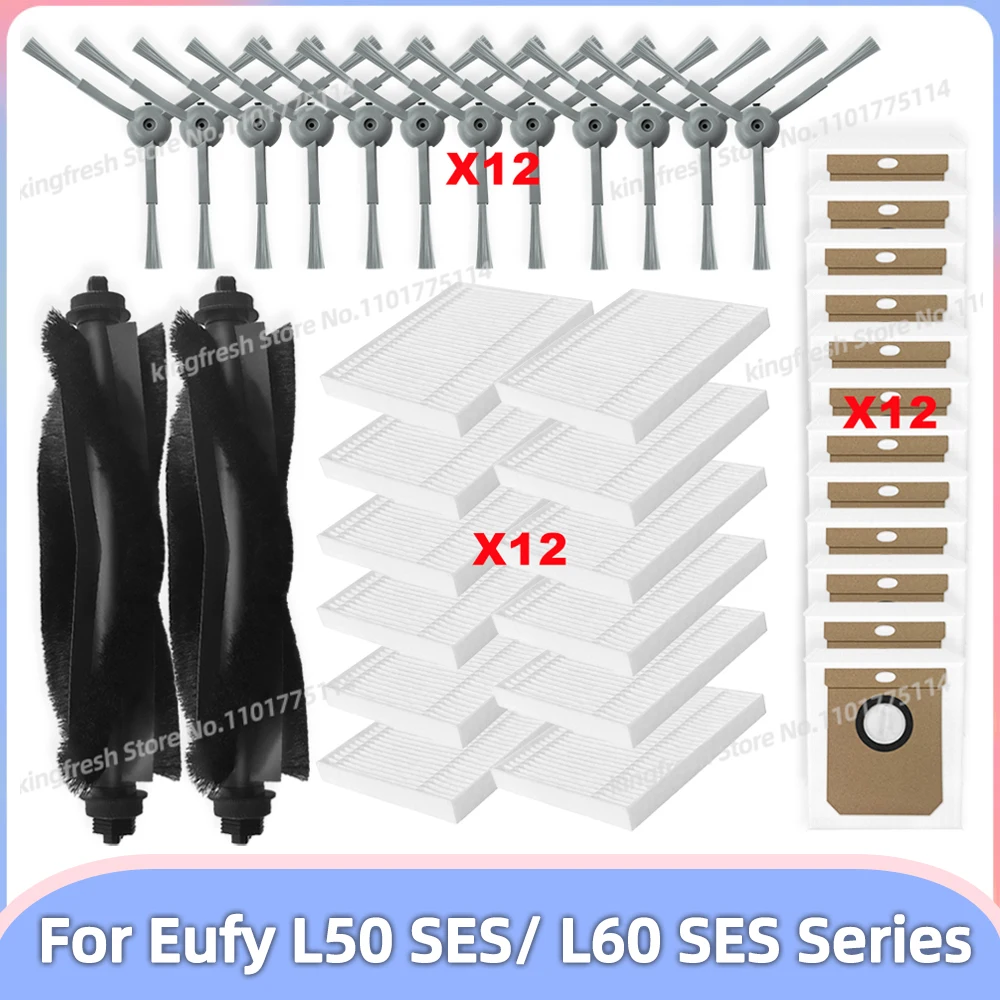 Compatível com Peças de Reposição e Acessórios para Eufy Clean L50 L50 Ses L60 L60 Ses L60 Hybrid G50 G50 Hybrid Rolo Principal Escova Lateral Filtro Hepa Bolsa de pó