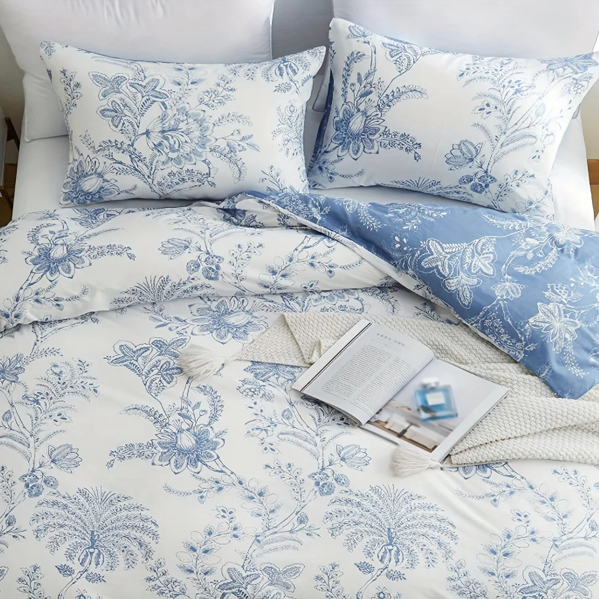 3PCS مجموعة من ثلاث قطع من مجموعة أغطية زرقاء من ط...