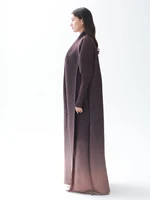 Designer Abaya Miyake Pleated Gradient Turndown Collar Lantern Long Sleeve Jacket 4