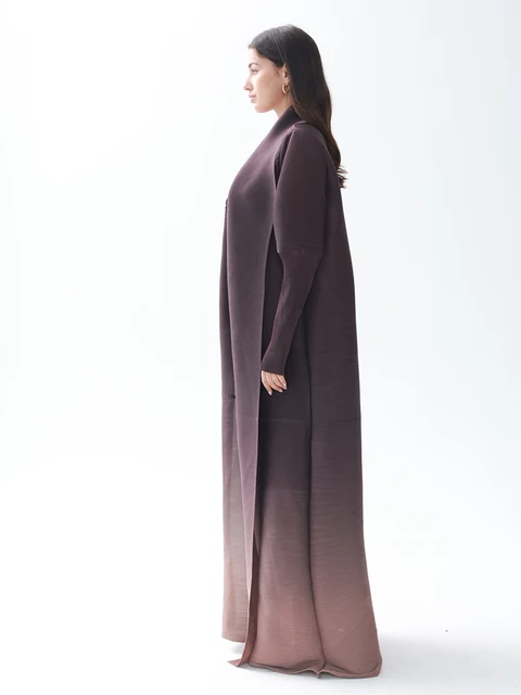 Designer Abaya Miyake Pleated Gradient Turndown Collar Lantern Long Sleeve Jacket 4 Designer Abaya Miyake Pleated Gradient Turndown Collar Lantern Long Sleeve Jacket 4