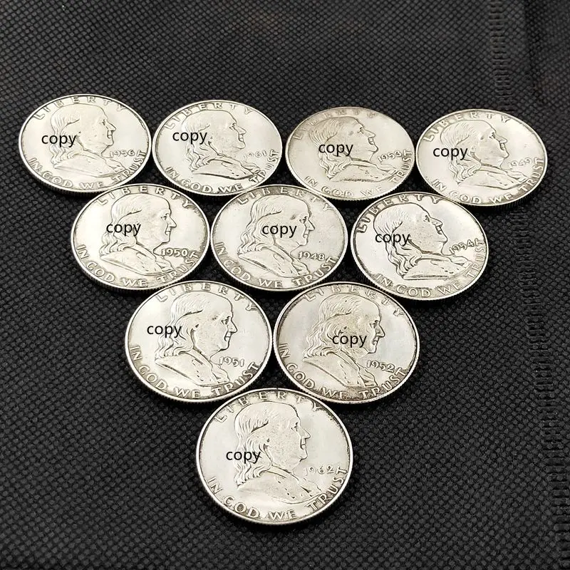 

10pcs 1848 1956 American Liberty Clock Set COINS Commemorative Souvenir Challenge Collectible Copy Coins Collection