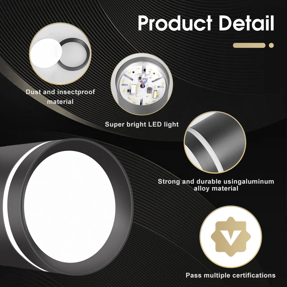 LED 천장 스포트라이트 표면 장착 LED 스포트라이트 다운 라이트, 주방 다이닝 룸 스폿 고정장치, 5W 블랙 화이트, 10W, 15W, 220V