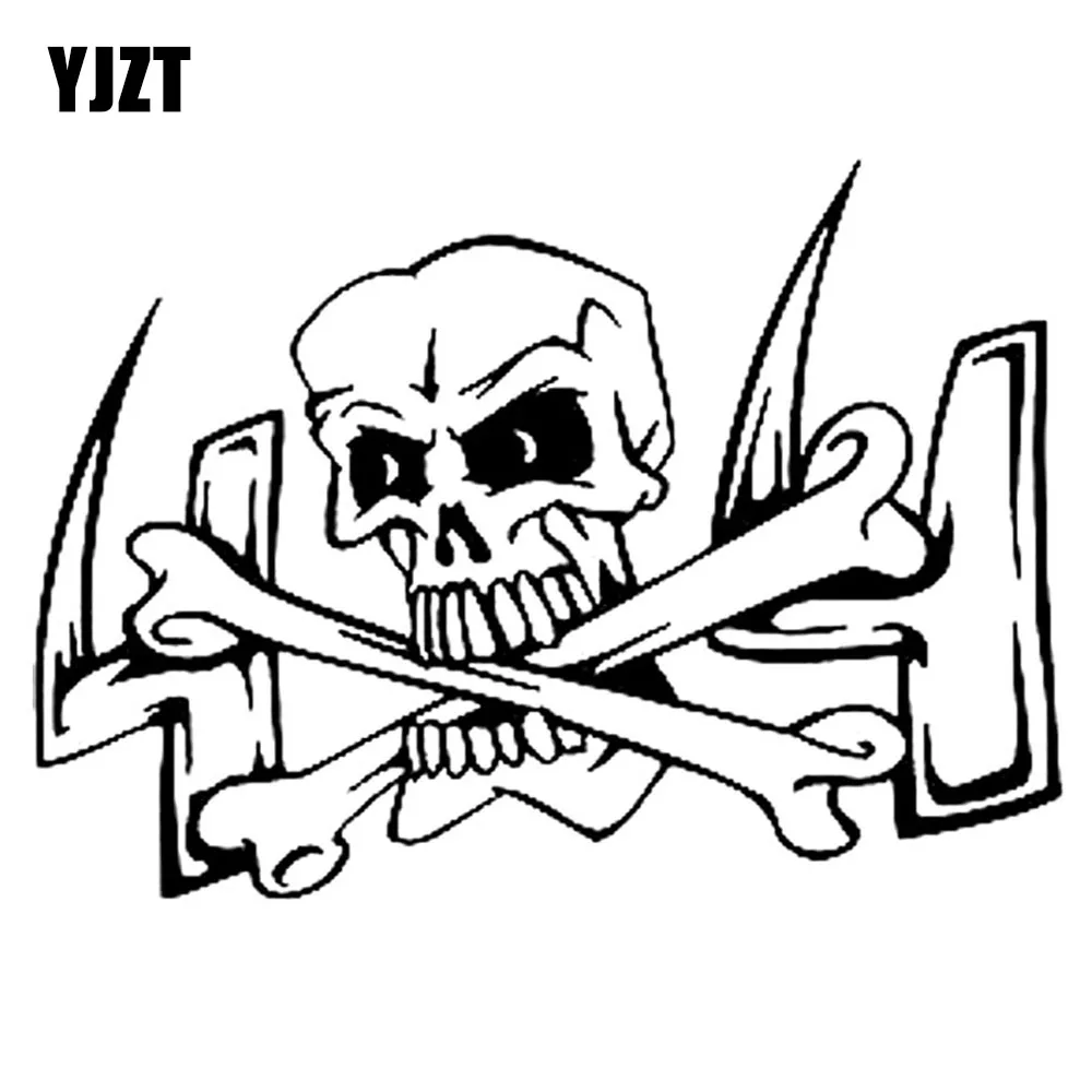 

YJZT 14.2cm*10.2cm 4X4 SKULL Vinyl Decals Motorcycle Car Stickers Car-styling Black/Silver S6-3585