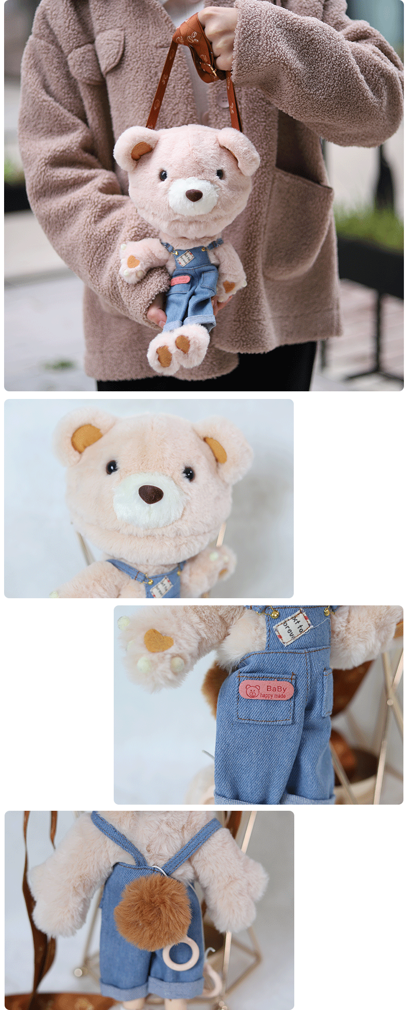Neo Blythe Doll Bear Satchel Outfit with Overall 3