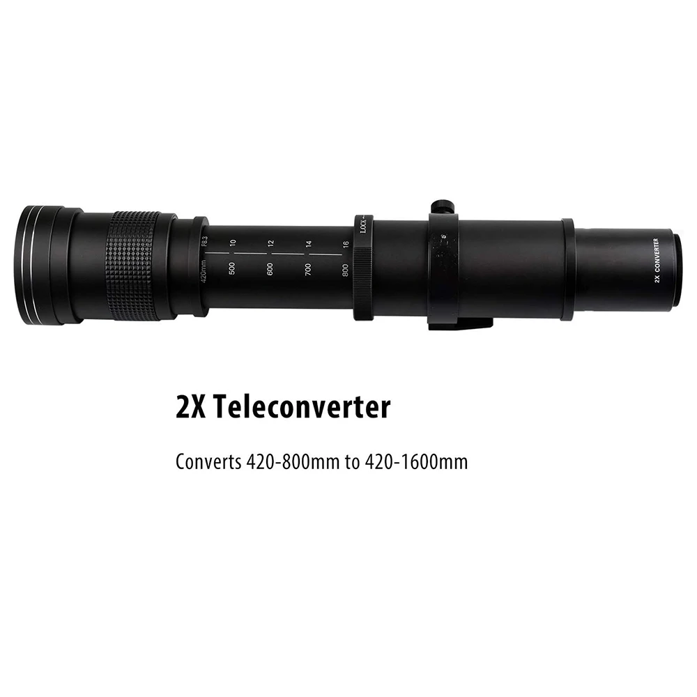 Manual Focus Telephoto Zoom Lens 420-800mm F8.3-16 with 2X Converter 67mm UV fil