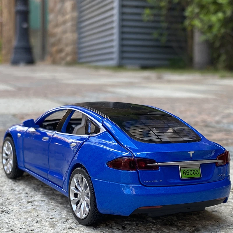 Tesla Model 3 2024 Modellauto 1:32 - Blaue Metall Nachbildung Für Sammler