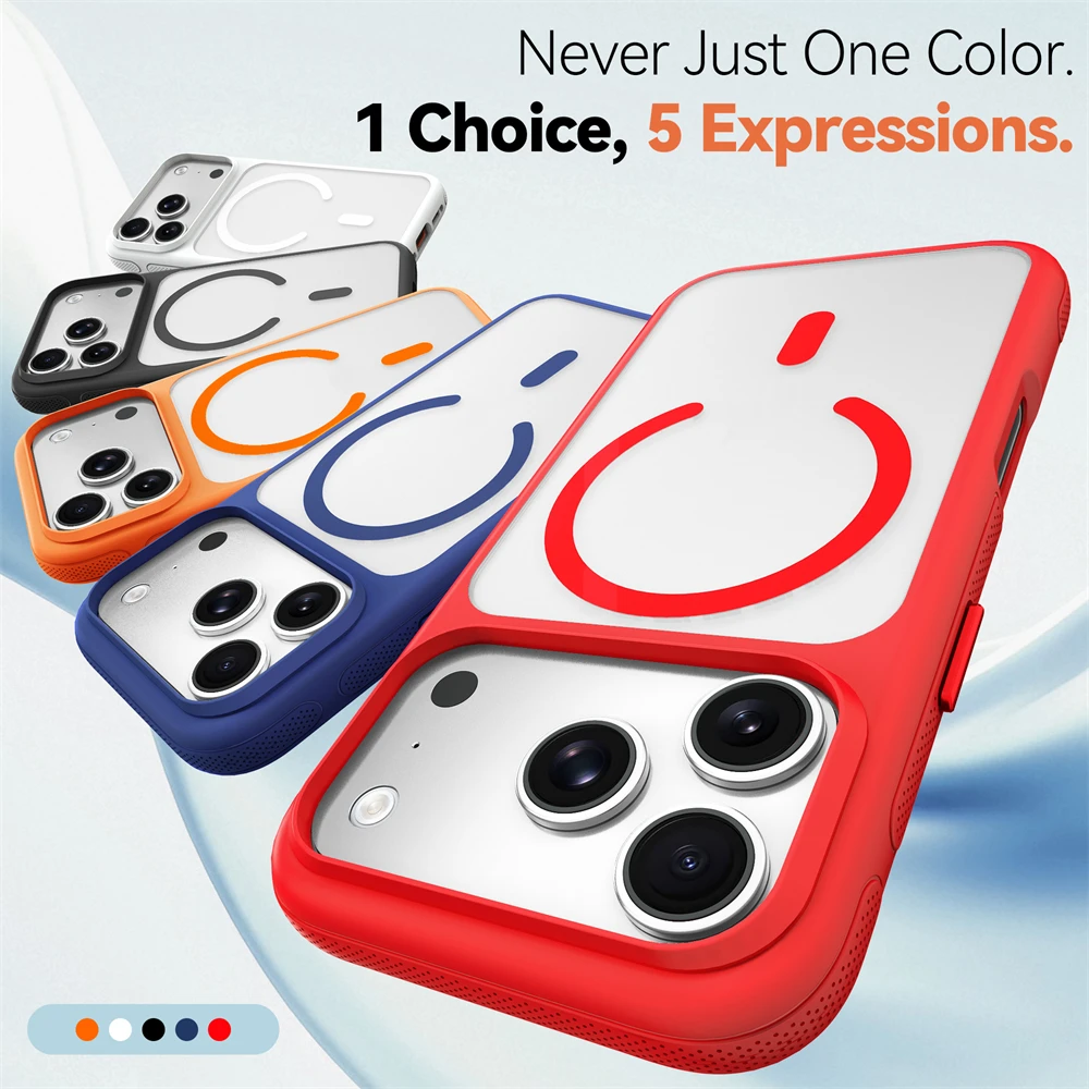 Fashion Clear Armor Shockproof Phone Case with Wireless Charging and Metal Buttons