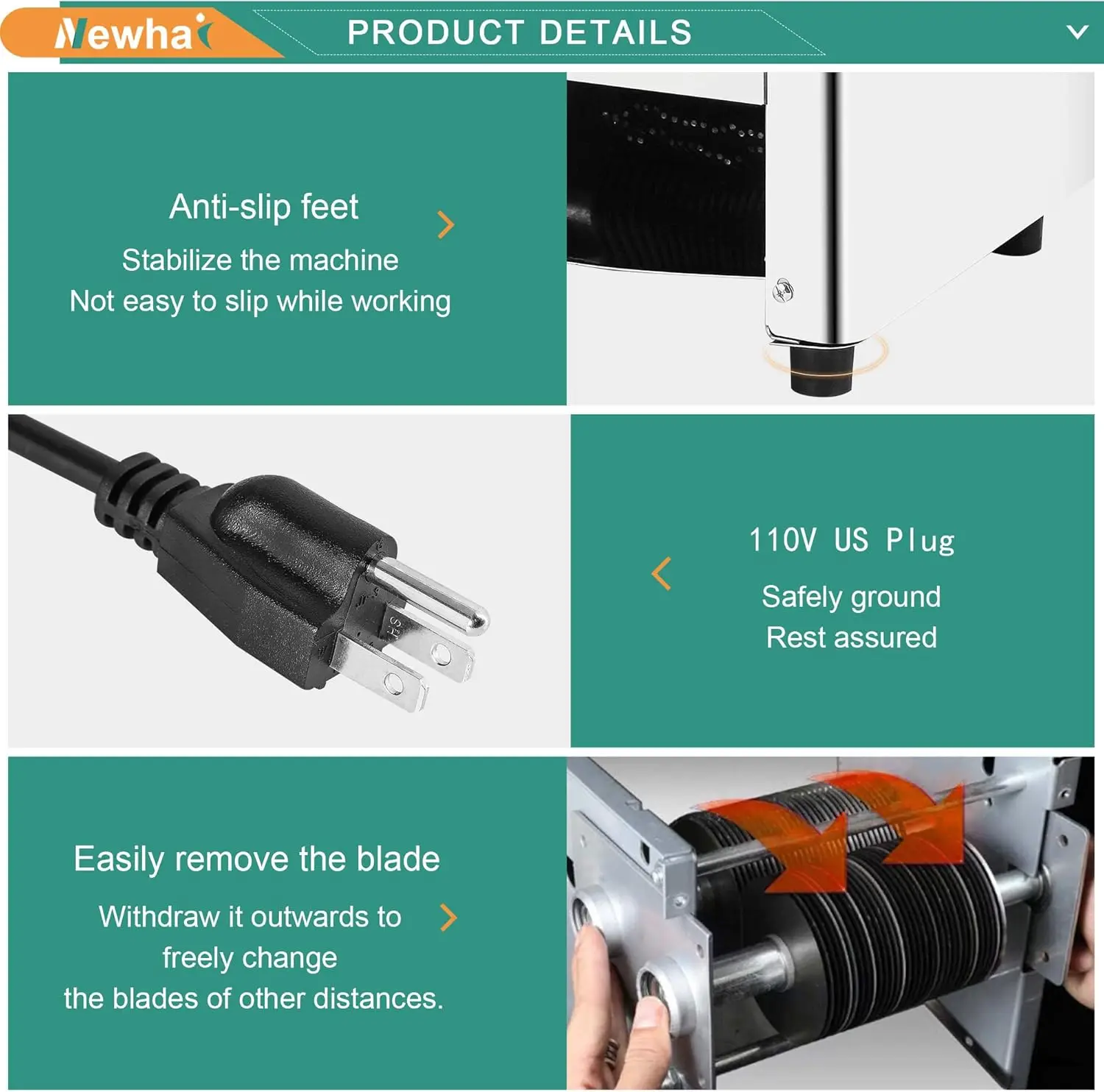 Newhai 850W Meat Cutter Machine 5Mm Electric Meat Slicer Shredded Cutting Machine Stainless Steel 330Lb/H For Boneless Pork 5