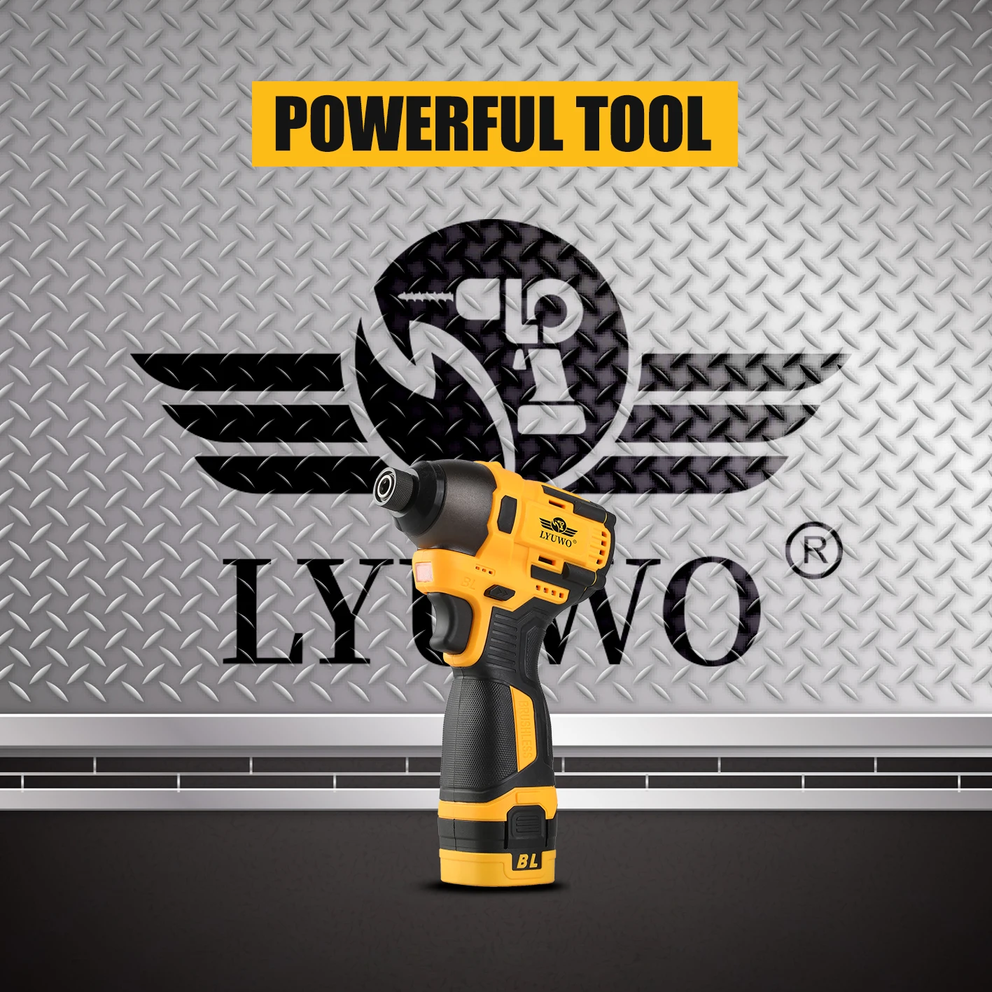 LYUWO 16V Electric Drill Driver 100N. m Impact Wireless Drill Bit Household Multifunctional Electric Screwdriver Tool 2