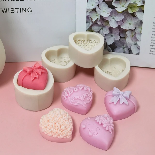 Silicone Soap Mold Love Heart Rose Chocolate Mold Candle Polymer