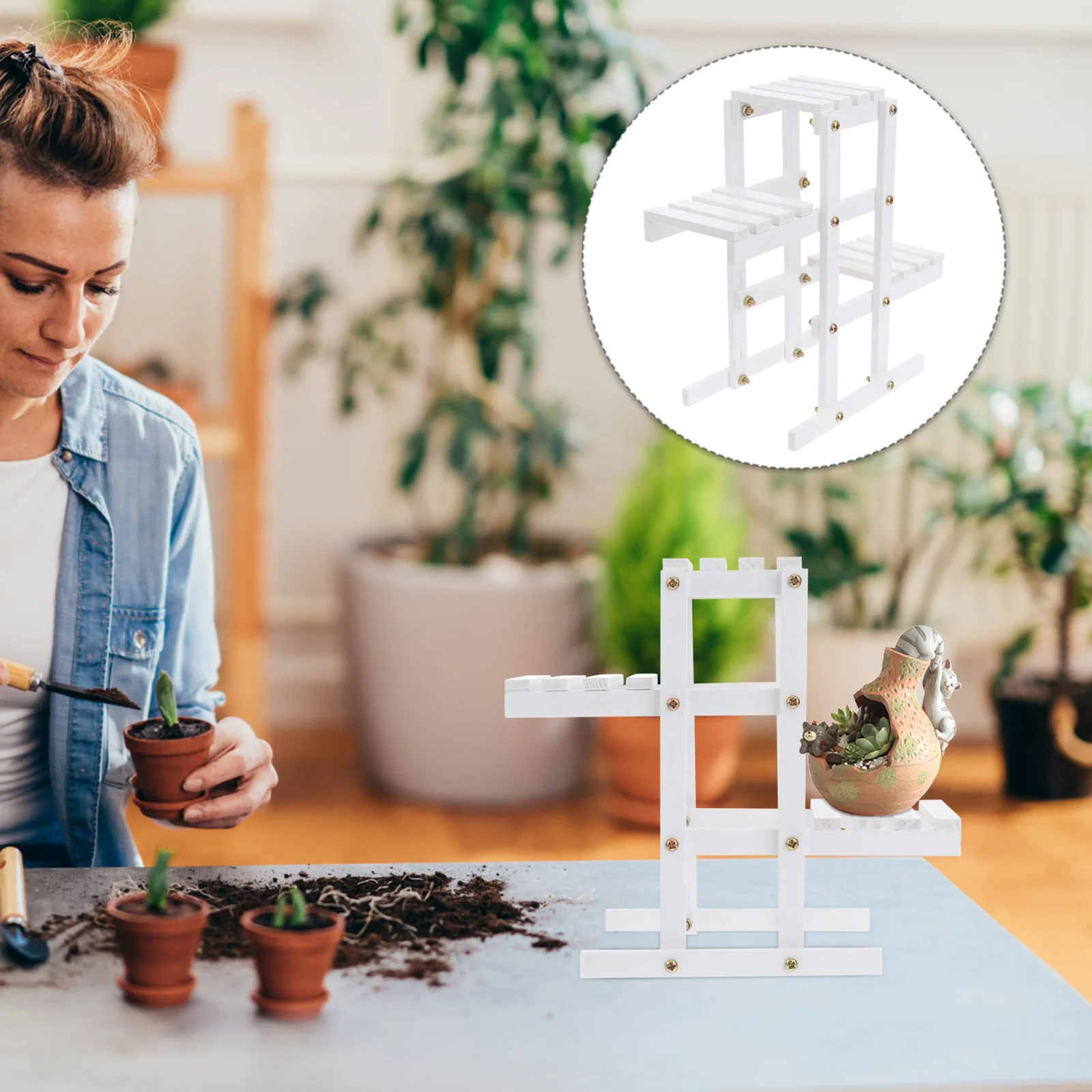 Rack Stand White Corner Shelf Balcony Rack Shelves Plants Indoor Small Flower Stand Succulent Holder plant stand,wooden flower shelf