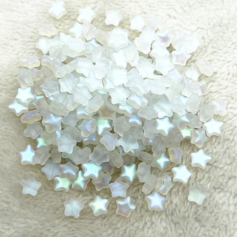 30pcs 8mm Iridescent Star Beads for DIY Jewelry and Crafting