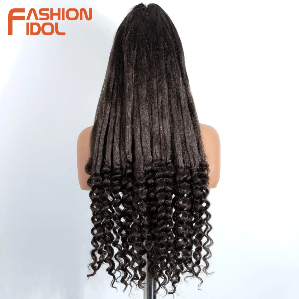FASHION IDOL 28inch 240g/3pcs Pre Stretched Tail French Crochet Hair Synthetic Ombre Brown Pre-twisted Passion Twists Curly Hair 3