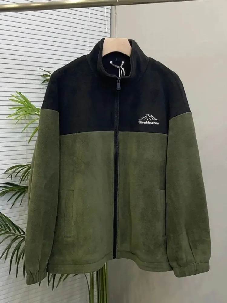 

Stand Collar Zipper Fleece Plush Sweatshirt Autumn Winter Sport Outdoor Thicken Keep Warm Coat Casual Solid OverSized Outerwear