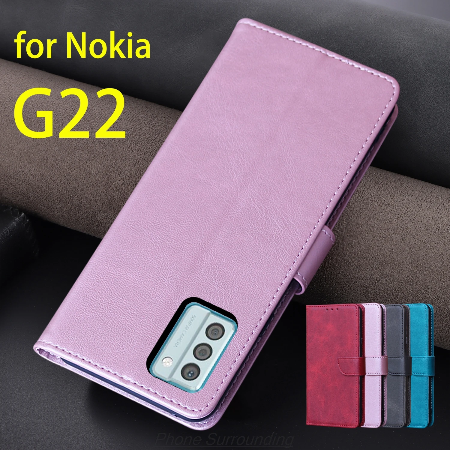 Elegant PU Leather Wallet Flip Cover with Card Holder for Nokia G22 – Protective Phone Case Holster
