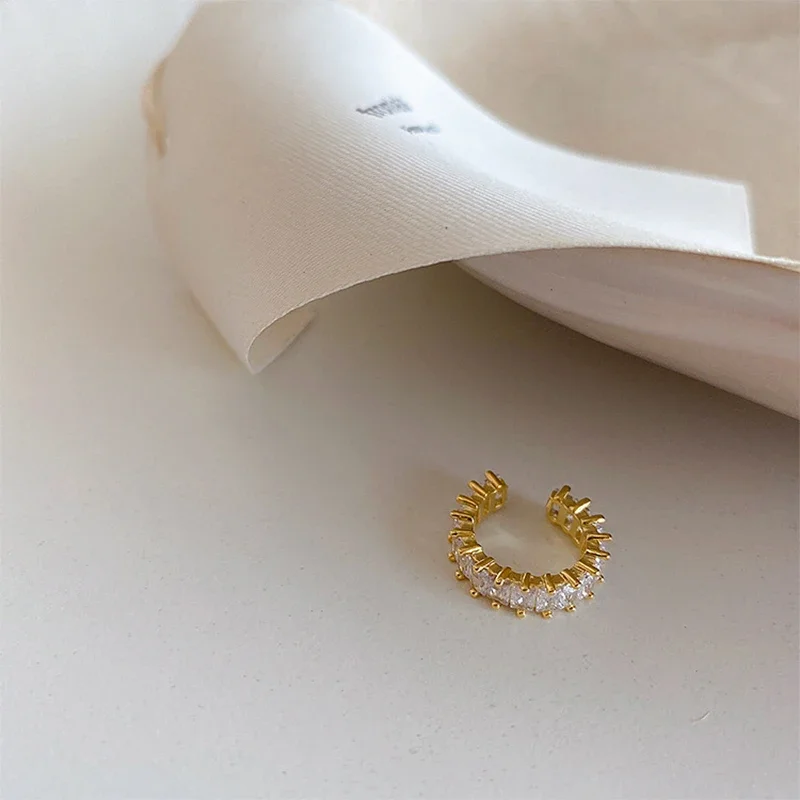 Gold Silver Color Full CZ Crystal Ear Cuff Clip on Earrings for Women Non Pierced Fake Piercing Earcuff Jewelry ear clip earrings,clip earrings,ear clip,ear accessories
