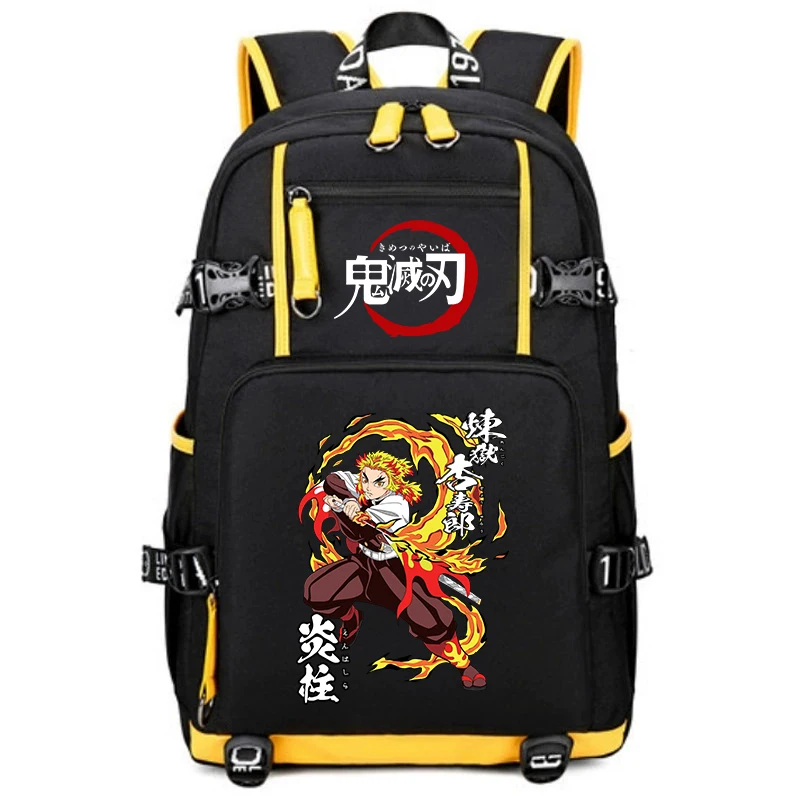 Kids School Backpack with Demon Slayer Graphic Lightweight Student Rucksack Large Capacity for Boys Girls 1