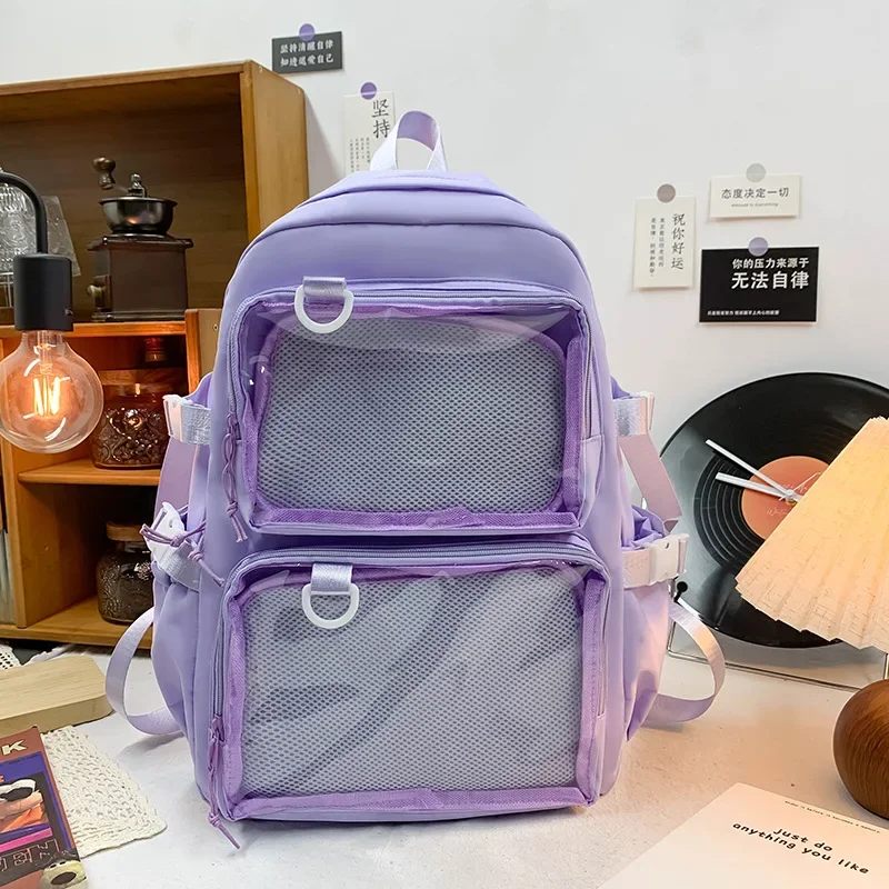 יפני Kawaii Itabag נשים חדש 2026 תיק גב שקוף נשים נפח גדול Ita תיק גב לתלמידות בקולג' JK