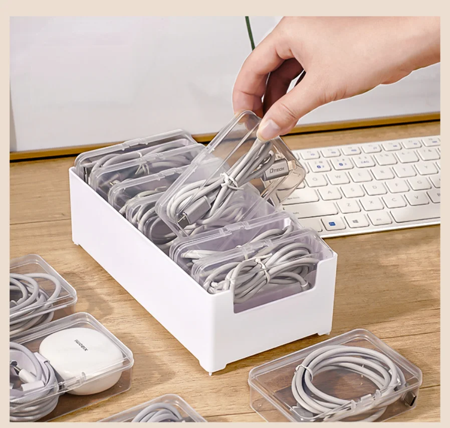 내구성이 뛰어난 플라스틱 케이블 정리함 보관함(일상 사무용품, 모바일 기기 관리용, 다양한 로딩 스트랩 포함)