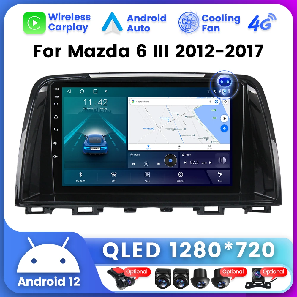 QLED Android12 Carplay Auto Radio Auto Multimedia Player für Mazda 6 3