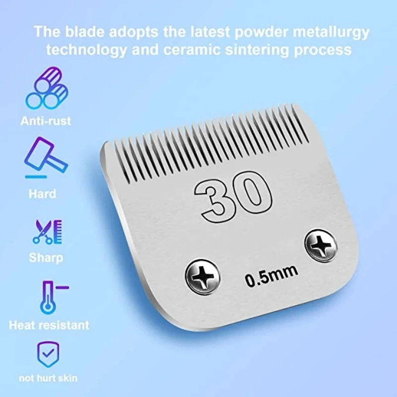 Size 30 Pet Dog Grooming Clipper Blade,Compatible with most Andis,Oster A5,Wahl KM clippers Cut Length 1/50 (0.5mm)