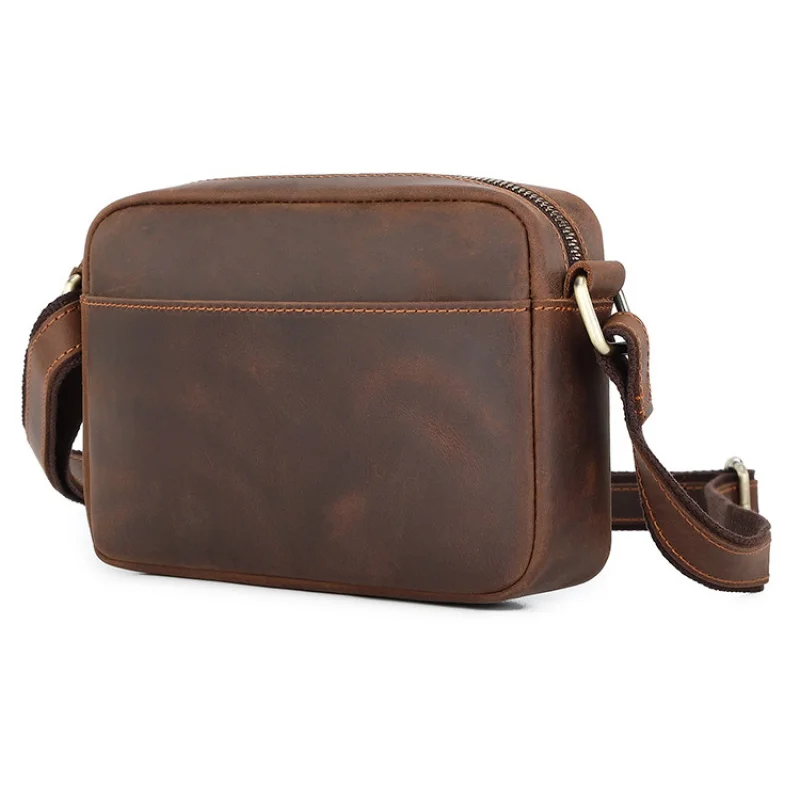 Vintage Cowhide Men's Shoulder Bag Genuine Leather Simple Crossbody Bag Casual Messenger Bag Business Man Handbag