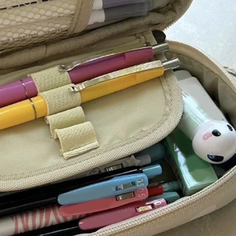 1 조각 대용량 펜 가방 Kawaii 새끼 고양이 연필 케이스 학생용 더블 레이어 파우치 홀더 박스 사무용품 용품