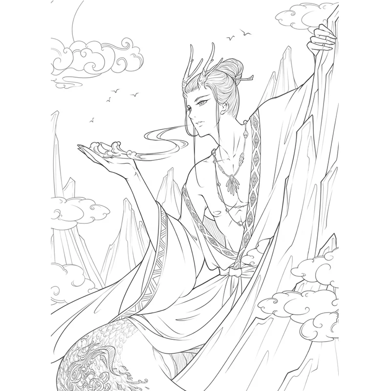 Creative Chinese Coloring Book Line Sketch Drawing Textbook Vintage Ancient Beauty Painting Adult Anti Stress Coloring Books