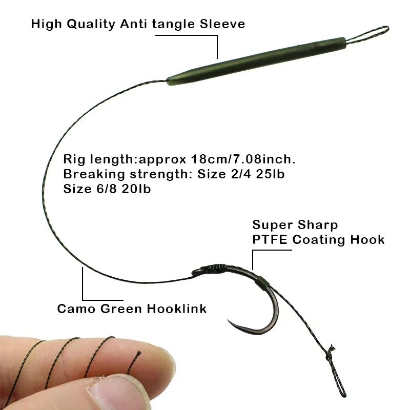 6pcs Carp Fishing Accessories Barbless Hook Hair Rig Fishing Hook Ready Made Tied Rigging With Fishing Line Boilie Hook Tackle 2