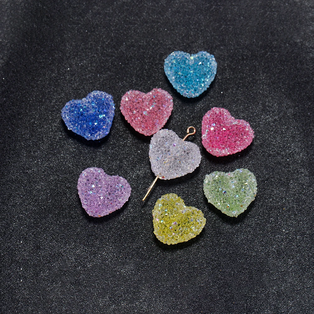 4pcs Shiny Hearts Shape Resin Pendant Charms for Earrings Necklace Jewelry Making Diy Supplies Accessories Phone Case Decoration