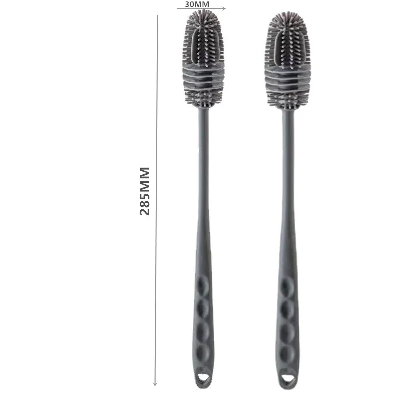 Versatile Long-Handle Silicone Cleaning Brush for Bottles and Glassware