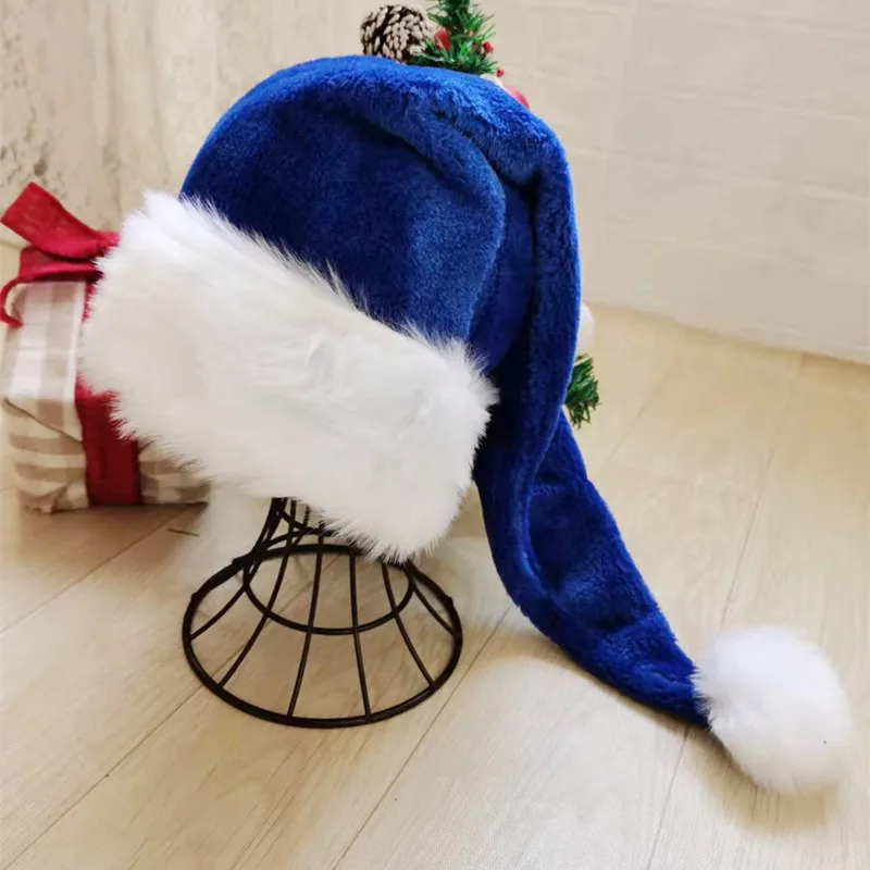 Christmas Beanie Hat Pink/Blue/Black Plush Hat Adult White Fur Hat Party Christmas 75cm Plush Home Party Decor For Kids
