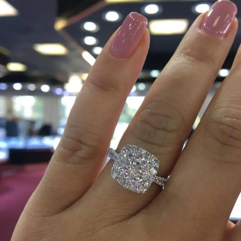 18 K White Gold color Natural 2 Carats Diamond Ring for Women 100% Jewelry Gemstone Anillos Bizuteria Bijoux Femme Rings | Украшения и