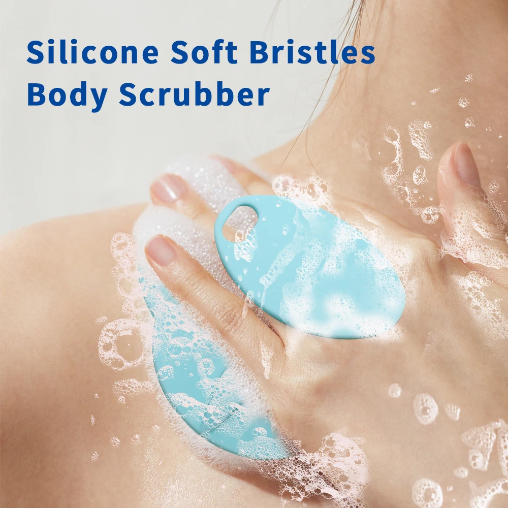 Soft Silicone Body Scrubber Shampoo Brush Handheld Shower Cleansing Brushes Exfoliating Bath Brush Head Massager Bathing Tools 5
